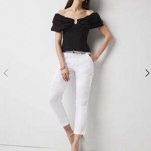 White House Black Market White Cropped Cargo Jeans